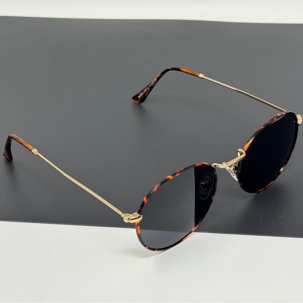 Sojos Sunglasses gold tortoise front polarized round - Picture 8 of 11